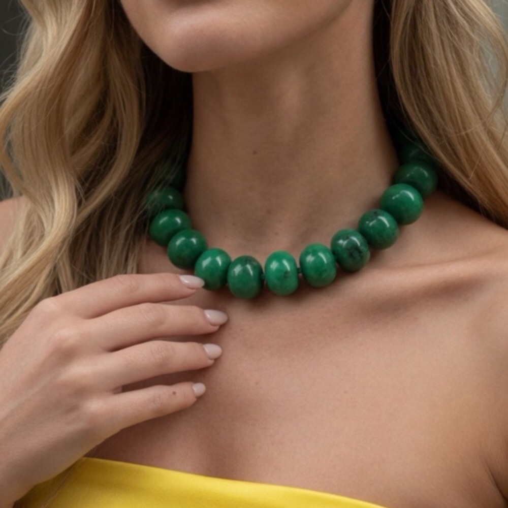 Bold Green Beaded Necklace new